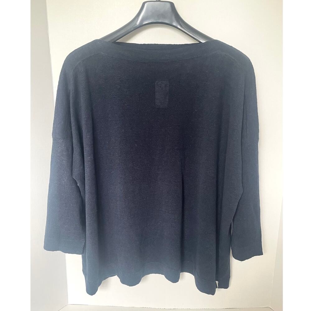 Naïf Linen Boat Neck Sweater Womens Large Blue Long Sleeve Relaxed Fit - Picture 6 of 12